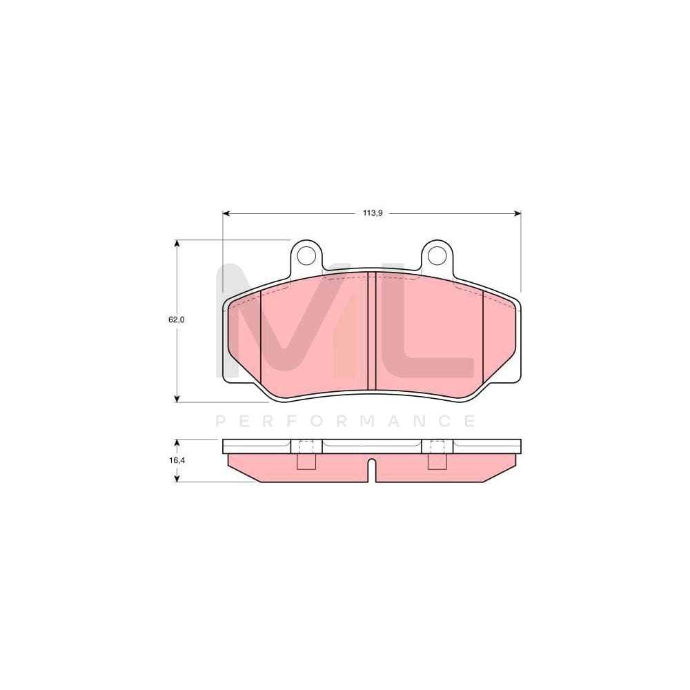 TRW Gdb970 Brake Pad Set Not Prepared For Wear Indicator, With Accessories