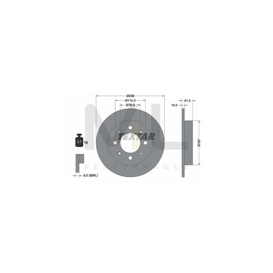 TEXTAR 92134300 Brake Disc for KIA CERATO Solid, without wheel hub, without wheel studs  - 1 piece