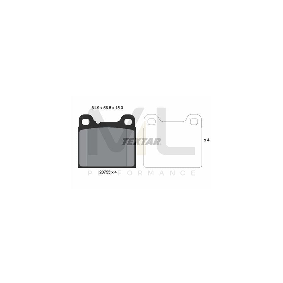 TEXTAR 2075506 Brake pad set not prepared for wear indicator, with accessories