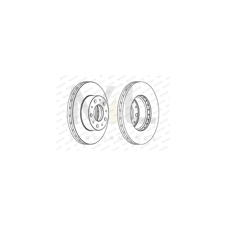 Ferodo Premier DDF1800C Brake Disc Vented, Coated, Without Bolts/Screws  - Pair