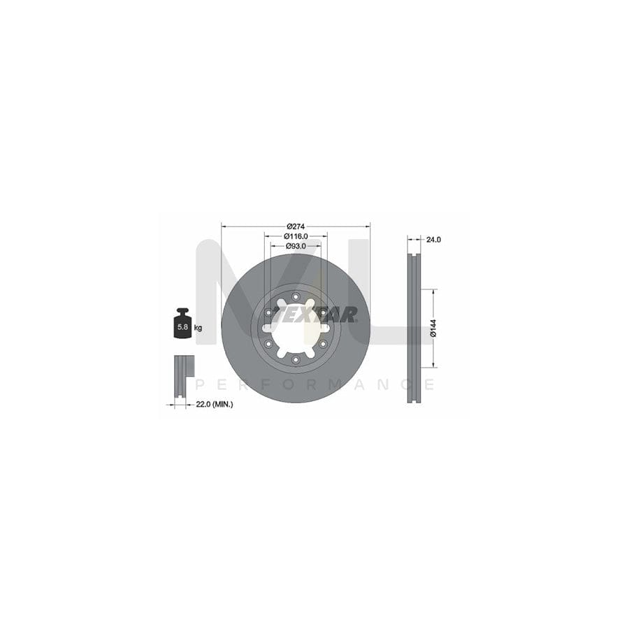 TEXTAR 92136300 Brake Disc Internally Vented, without wheel hub, without wheel studs  - 1 piece