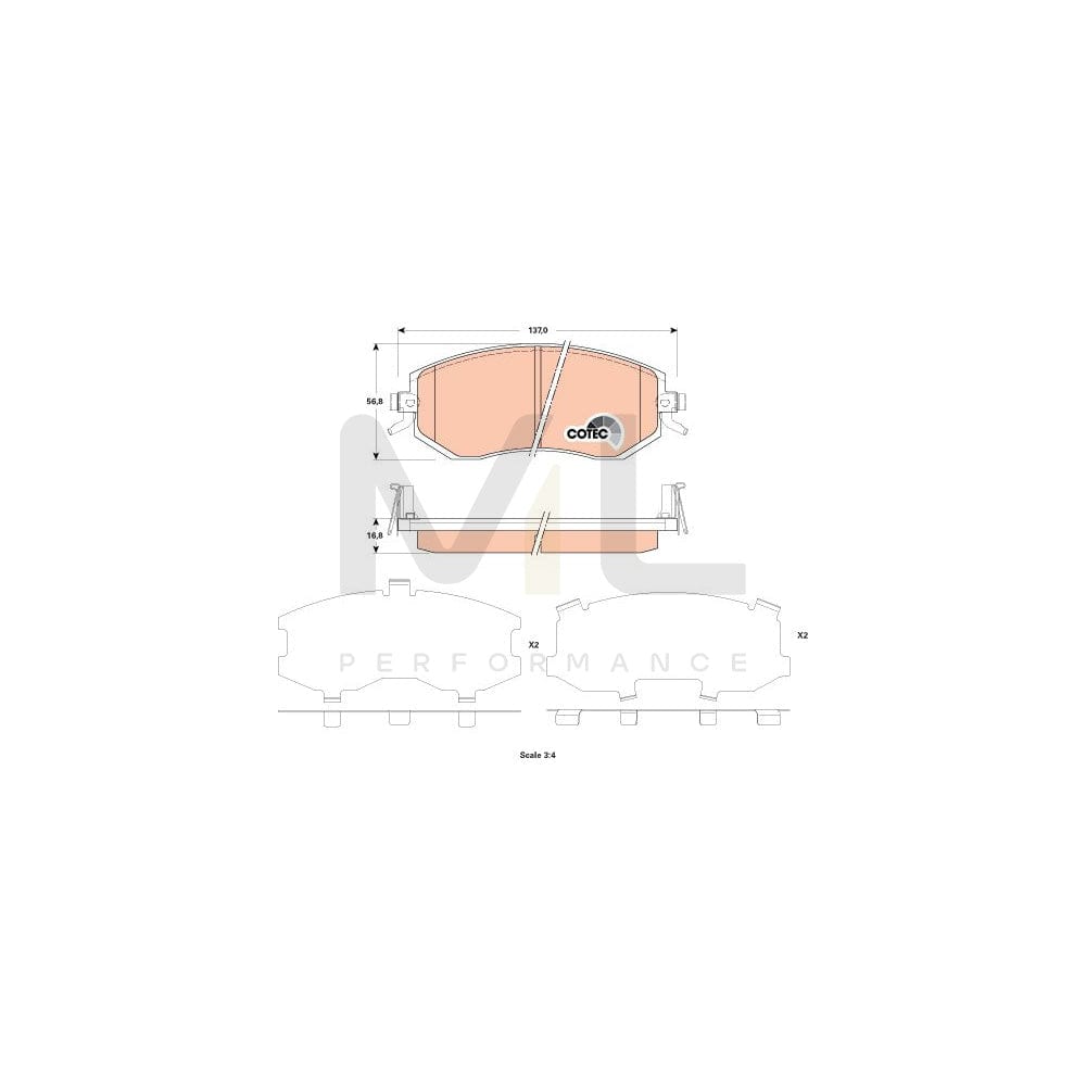 TRW Cotec Gdb3519 Brake Pad Set With Acoustic Wear Warning