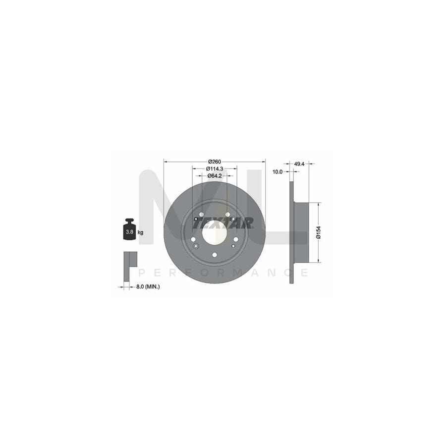 TEXTAR PRO 92144603 Brake Disc for HONDA ACCORD Solid, Coated, without wheel hub, without wheel studs  - 1 piece