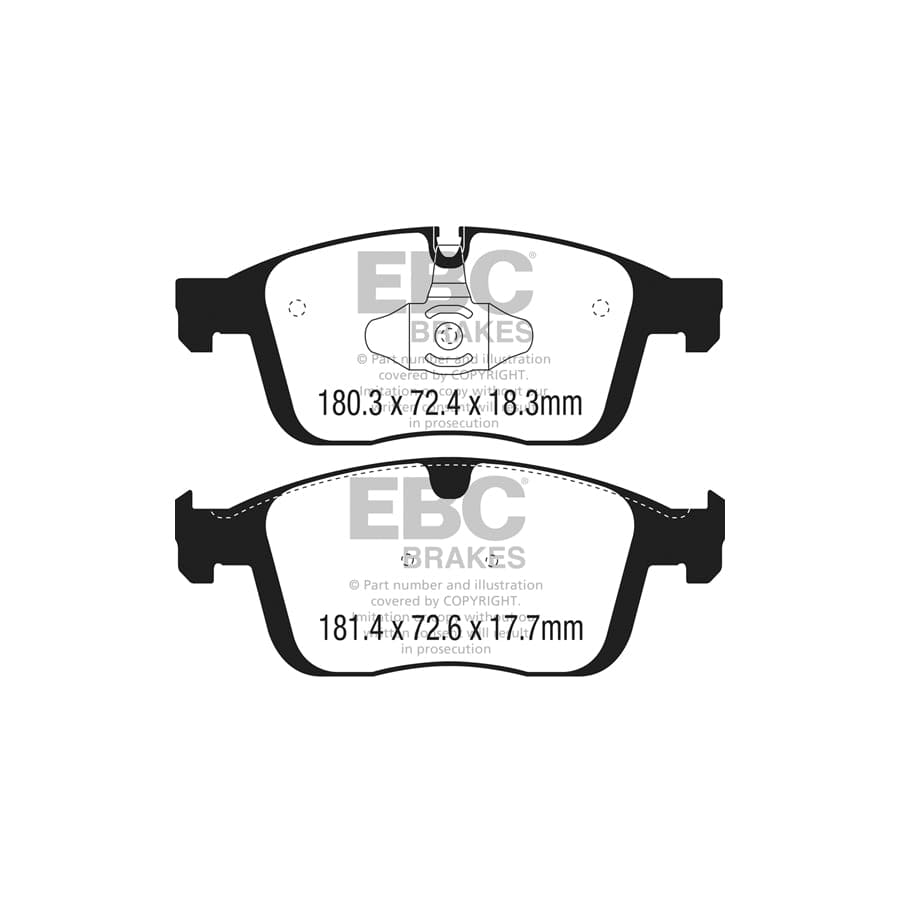 EBC PD06KF813 Volvo XC60 Greenstuff Front Brake Pad & USR Disc Kit - TRW Caliper 2 | ML Performance UK Car Parts