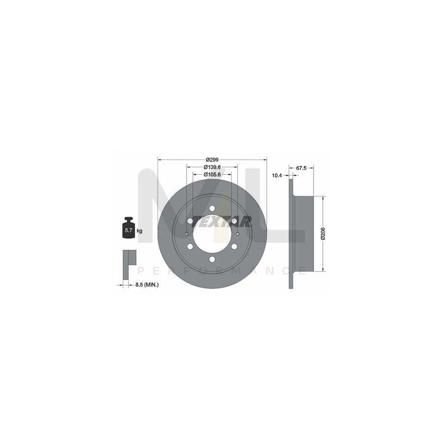 TEXTAR 92138500 Brake Disc Solid, without wheel hub, without wheel studs  - 1 piece
