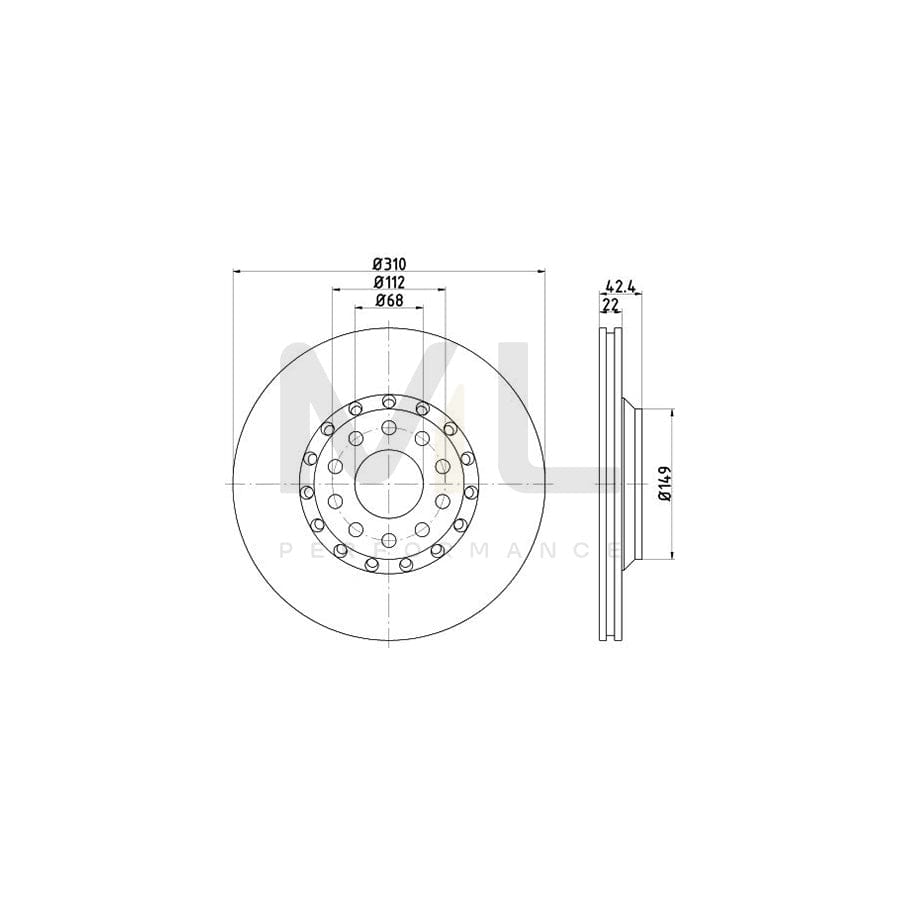 TEXTAR PRO 92122403 Brake Disc Externally Vented, Coated, without wheel hub, without wheel studs  - 1 piece