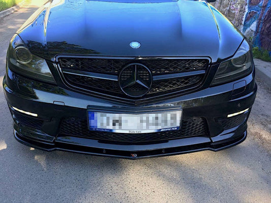 Maxton Design ME-C-204F-AMG-FD1T Front Splitter Mercedes Benz C63 AMG W204 (Facelift) | ML Performance UK Car Parts
