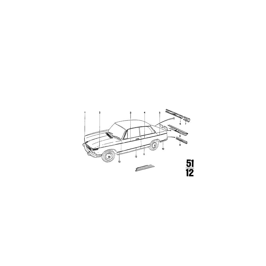 Genuine BMW 51135476178 Left Rear Moulding (Inc. 2002, 1802 & 1602)