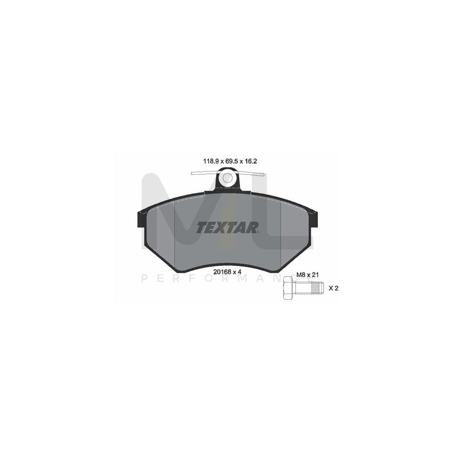 TEXTAR 2016801 Brake pad set not prepared for wear indicator, with brake caliper screws