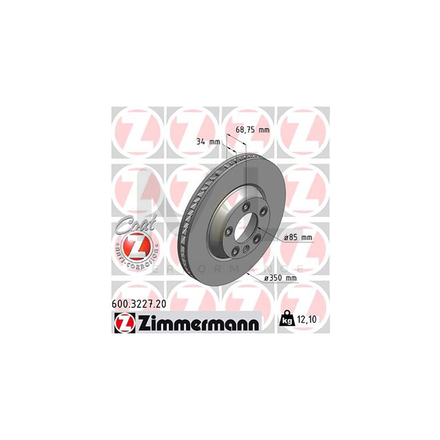 ZIMMERMANN COAT Z 600.3227.20 Brake Disc Internally Vented, Coated, High-carbon