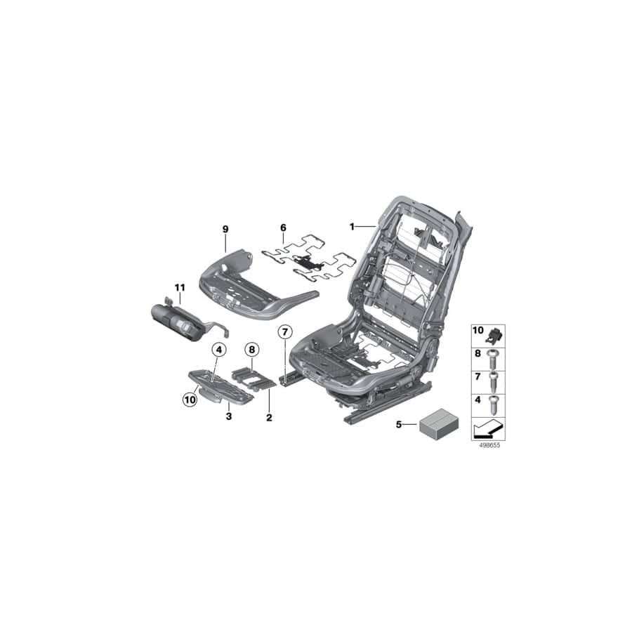 Genuine BMW 52107351860 F13 F12 Seat Mech. Assembly, Comfort Seat, Rt. (Inc. 650iX 4.0, 650iX & 640dX)