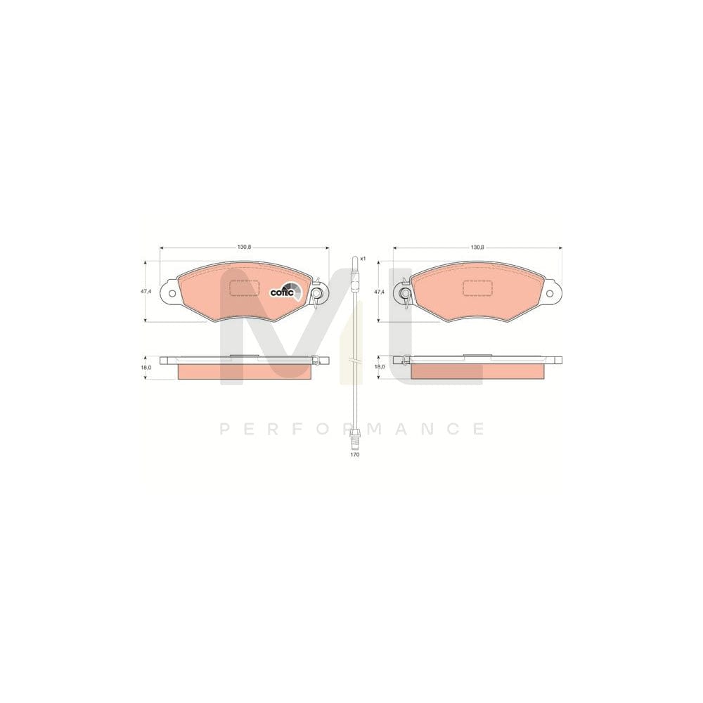 TRW Cotec Gdb1402 Brake Pad Set Incl. Wear Warning Contact