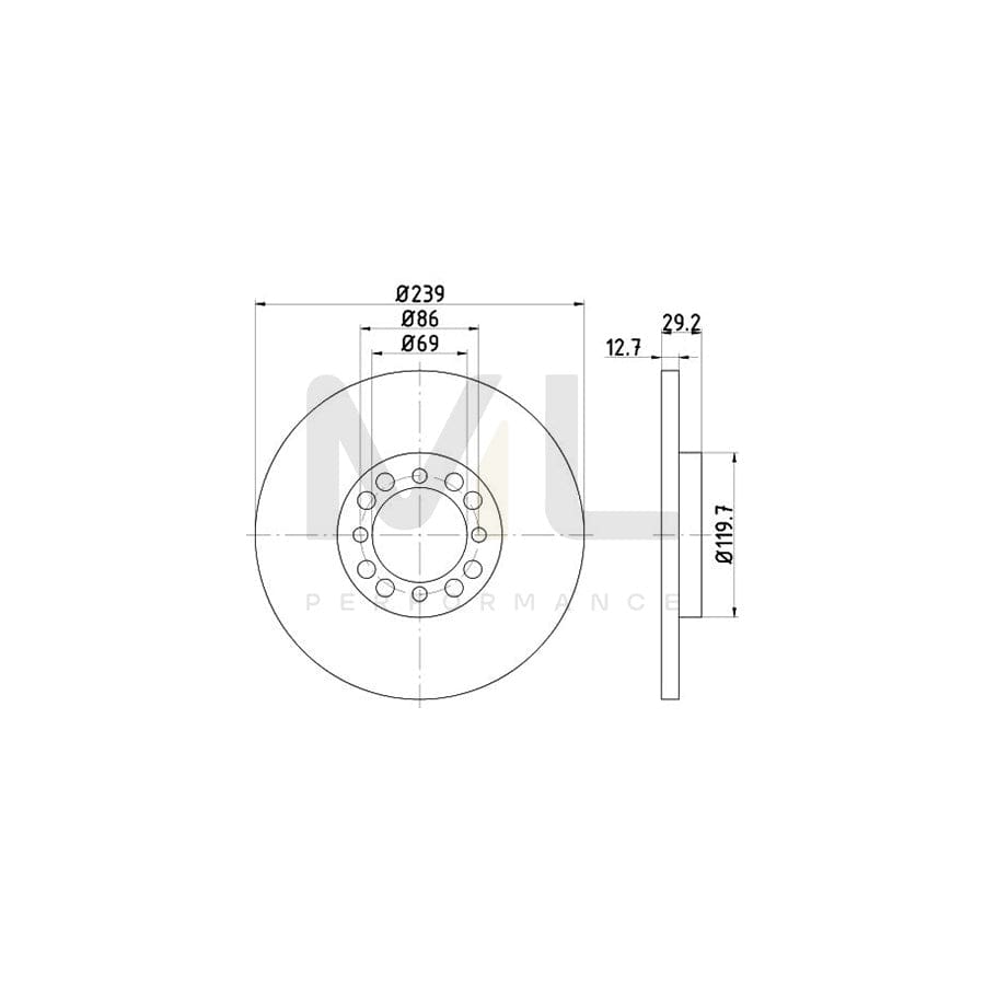 TEXTAR 92031000 Brake Disc for VOLVO 340-360 Solid, without wheel hub, without wheel studs  - 1 piece