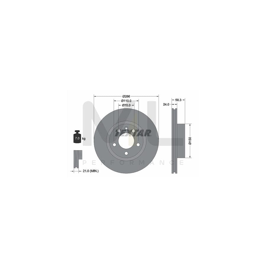 TEXTAR PRO 92066903 Brake Disc Internally Vented, Coated, without wheel hub, without wheel studs  - 1 piece