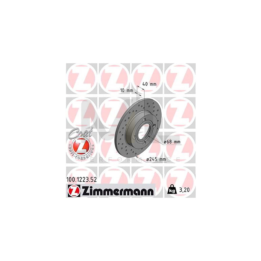 ZIMMERMANN SPORT COAT Z 100.1223.52 Brake Disc Perforated, Solid, Coated  - 1 piece