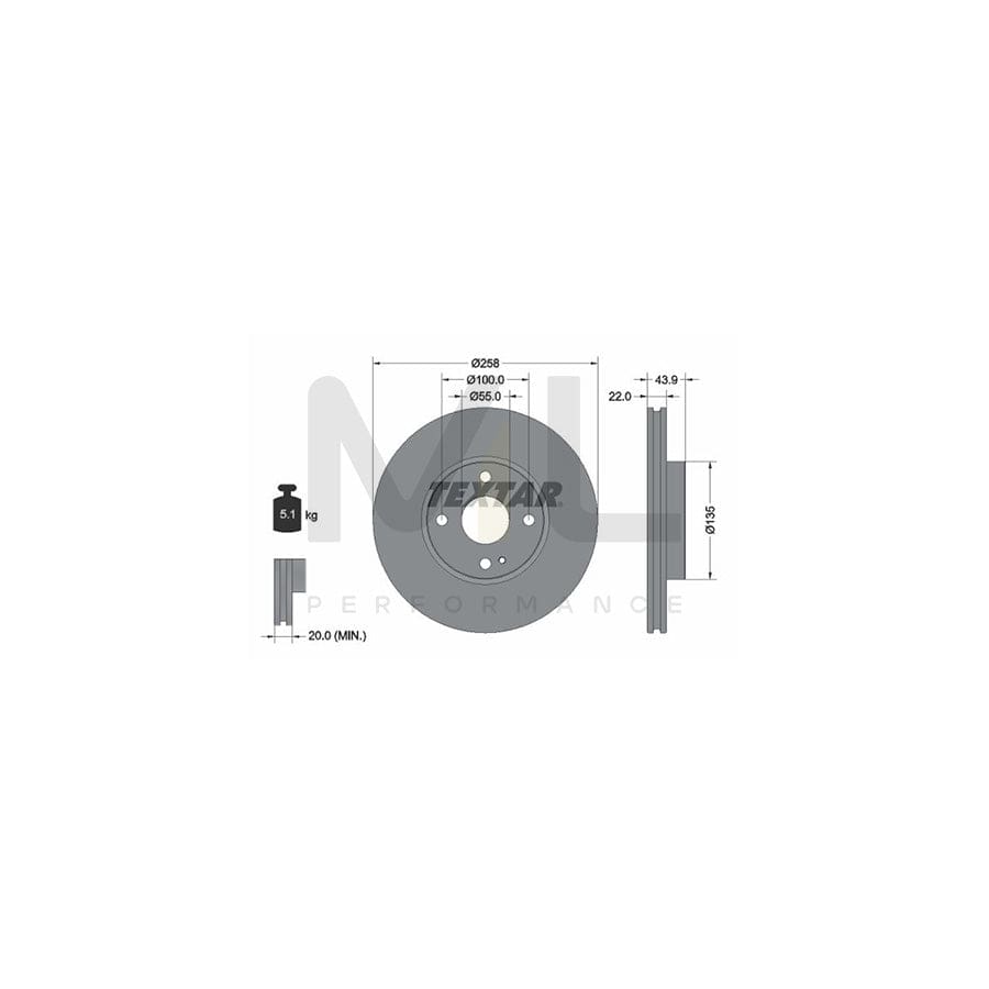 TEXTAR 92300903 Brake Disc Internally Vented, Coated, without wheel hub, without wheel studs  - 1 piece