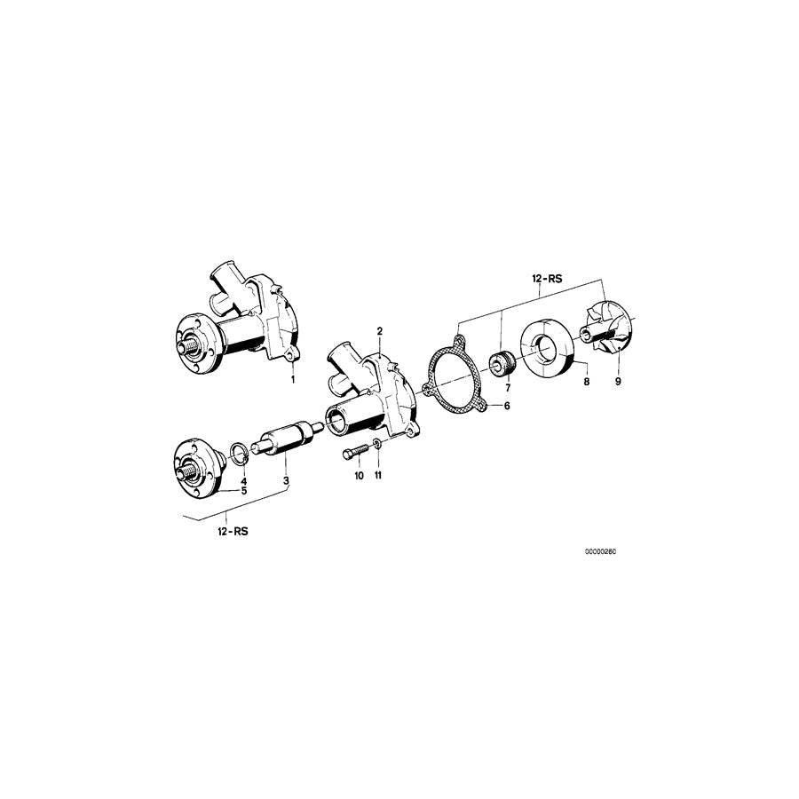 Genuine BMW 11519071560 E21 E12 Exch. Water Pump (Inc. 520, 323i & 320)