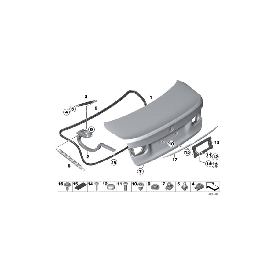 Genuine BMW 51247469009 F30 F80 Tension Spring, Trunk Lid/Tailgate (Inc. 320iX, 328d & 330e)