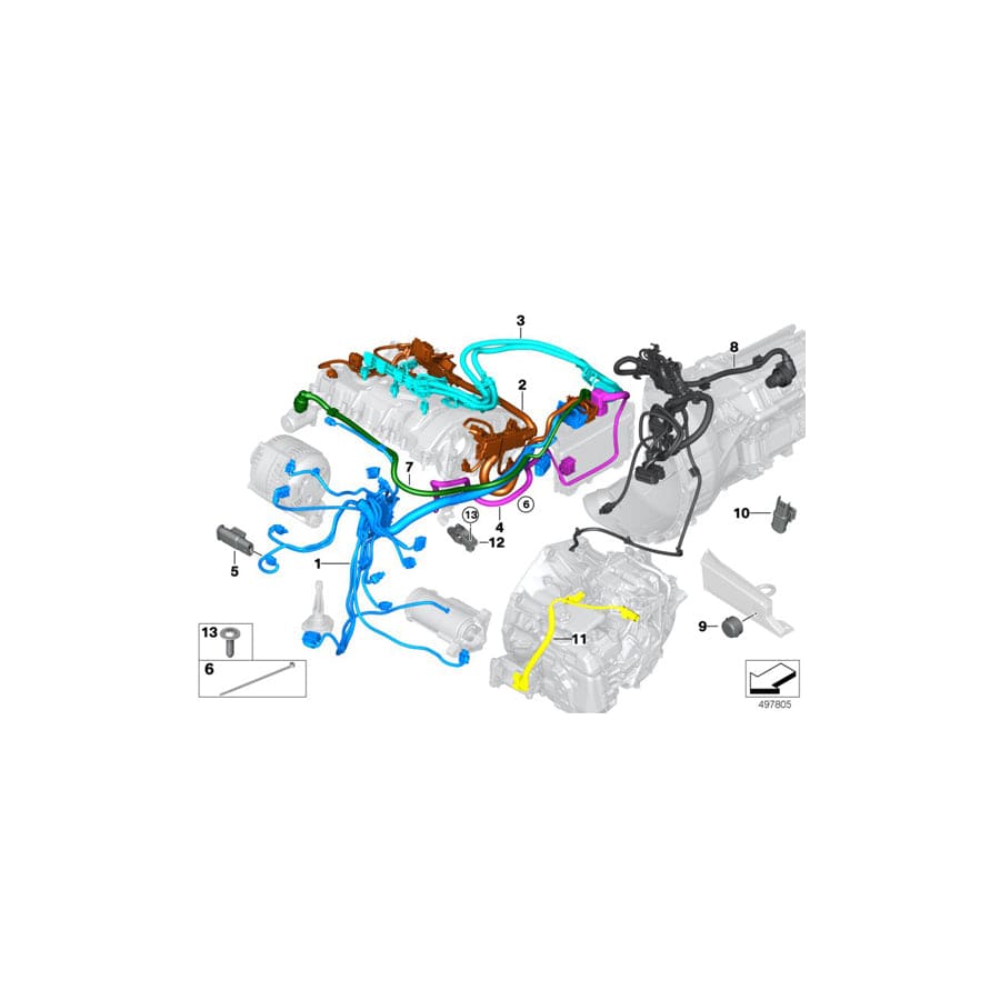 Genuine BMW 12538636069 F33 F36 F31 Wiring Harness, Engine Trans. Module (Inc. 435iX, 420i & 435i)