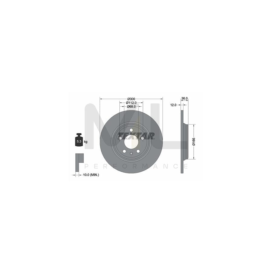 TEXTAR PRO 92282803 Brake Disc Solid, Coated, without wheel hub, without wheel studs  - 1 piece