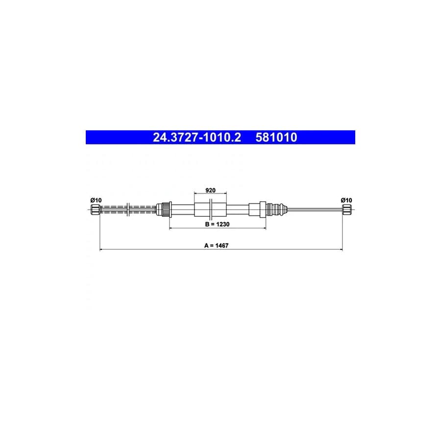 ATE 24.3727-1010.2 Hand Brake Cable for Renault 21