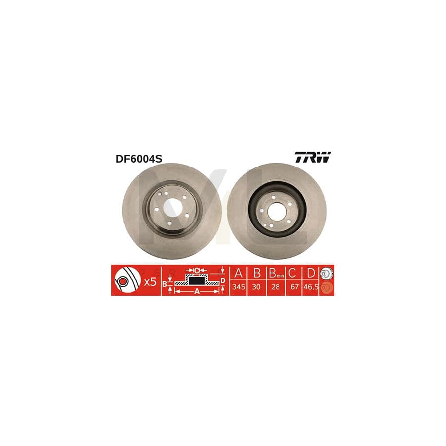 TRW DF6004S Brake Disc Vented  - 1 piece