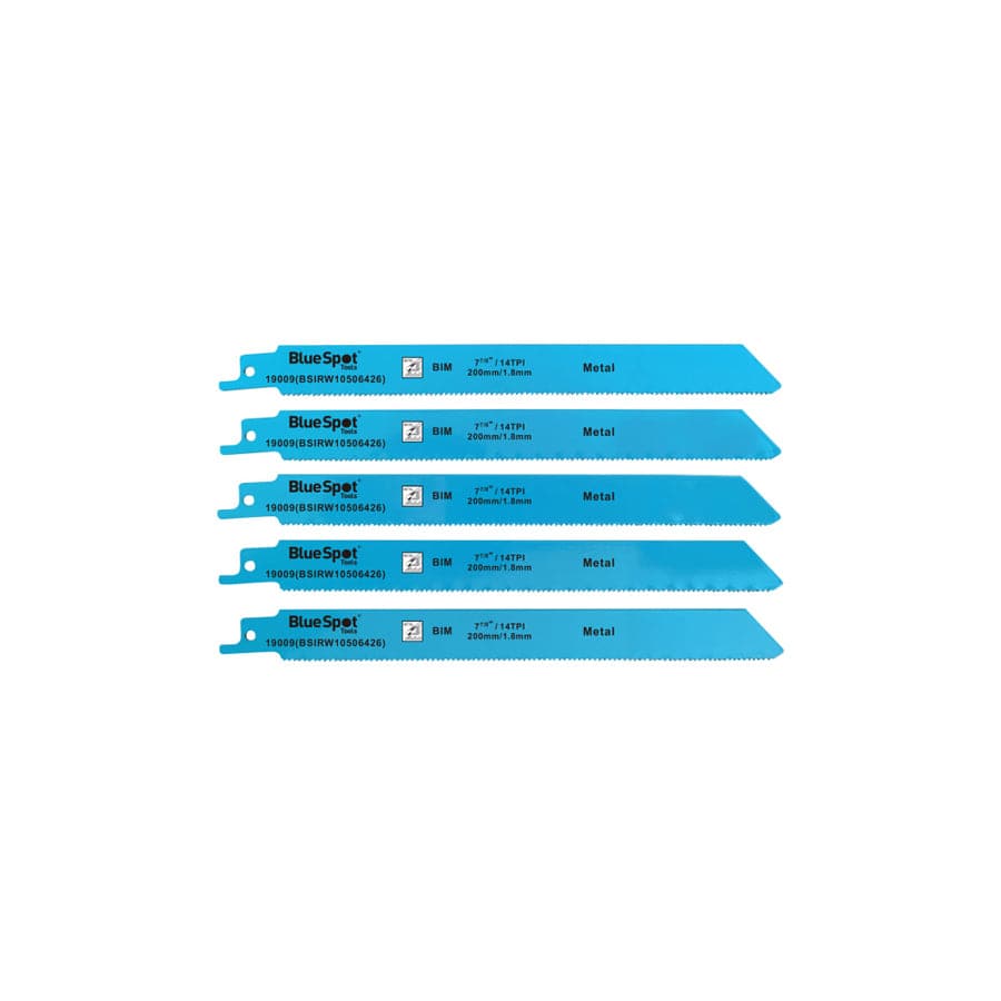 BlueSpot Tools B/S19009 Bi-Metal Reciprocating Saw Blade 240mm x 5 TPI Pack of 5
