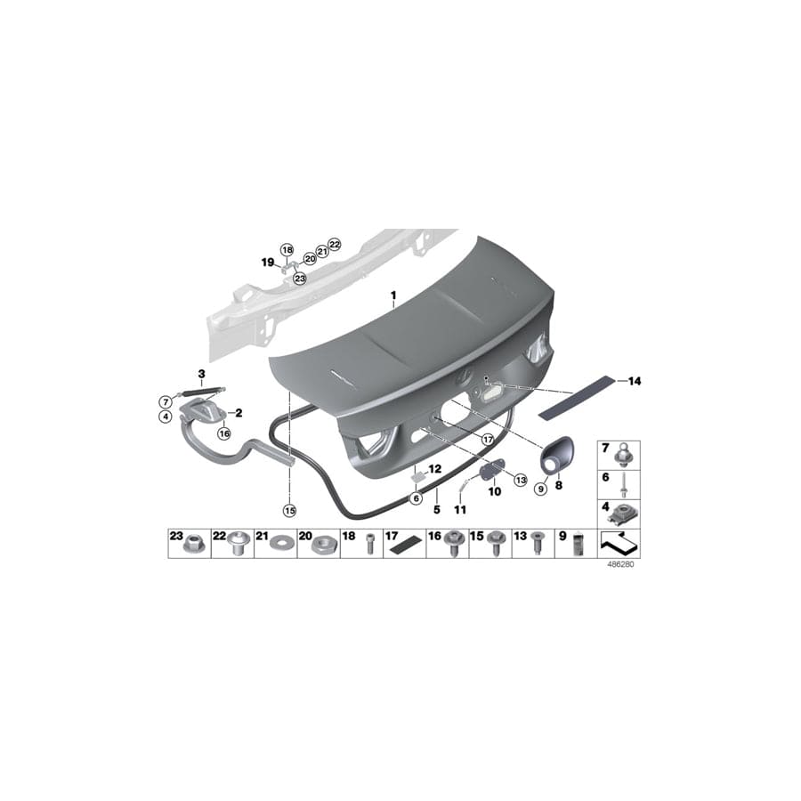 Genuine BMW 41628431754 Cover For Handle Recess F. TRUNK LID (Inc. M4 GT4)