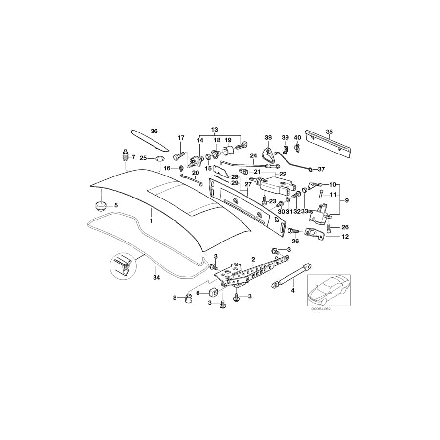 Genuine BMW 41628413371 E36 Left Trunk Lid Hinge (Inc. Z3)