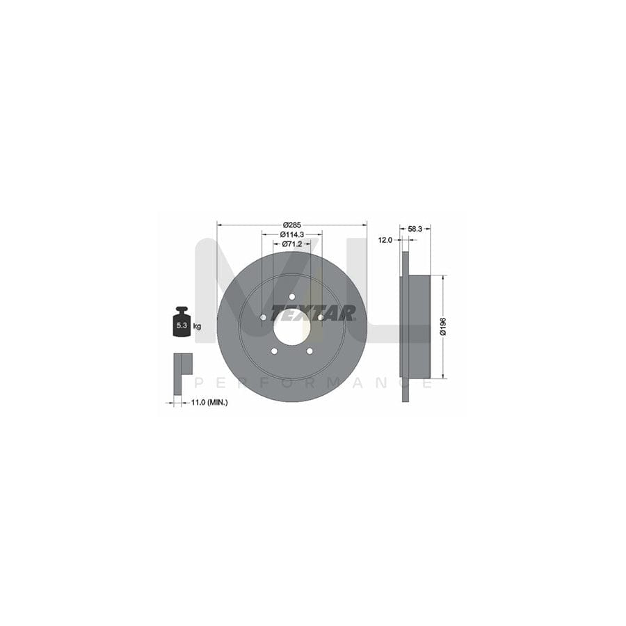 TEXTAR 92169100 Brake Disc Solid, without wheel hub, without wheel studs  - 1 piece