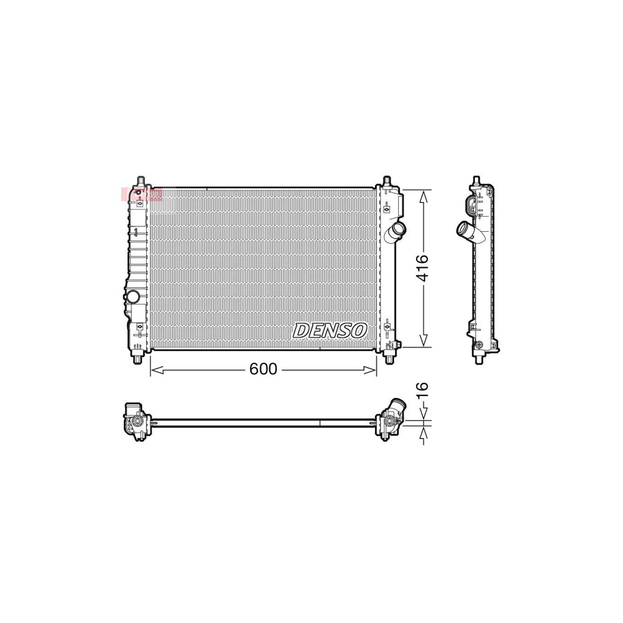 DENSO DRM15015 Engine Radiator for Chevrolet Aveo / Kalos Hatchback (T250, T255)