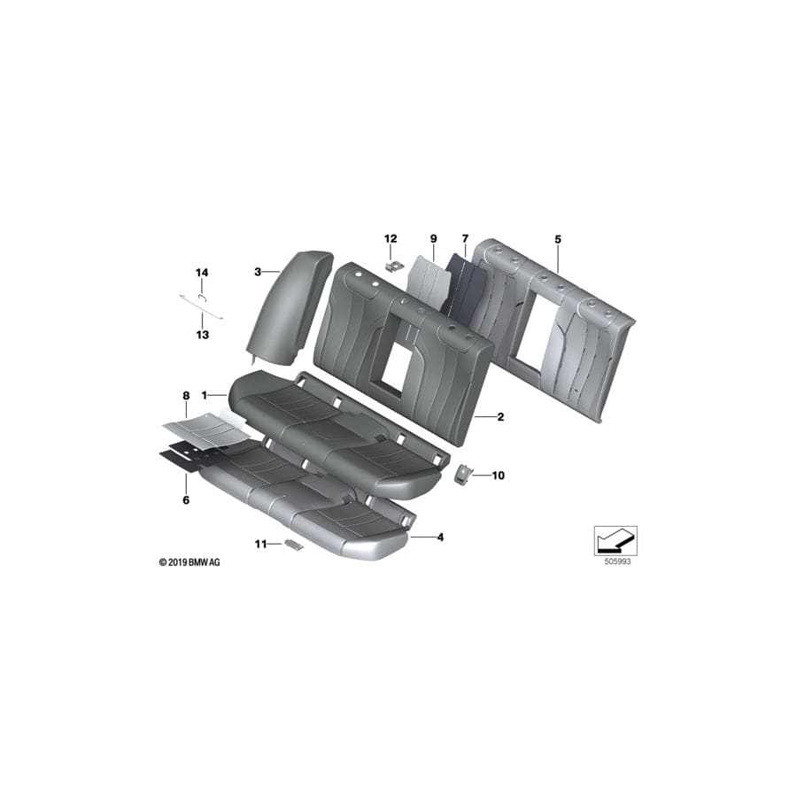 Genuine BMW 52207388131 G30 Pad For Backrest (Inc. 540iX, M550iX & 520i)