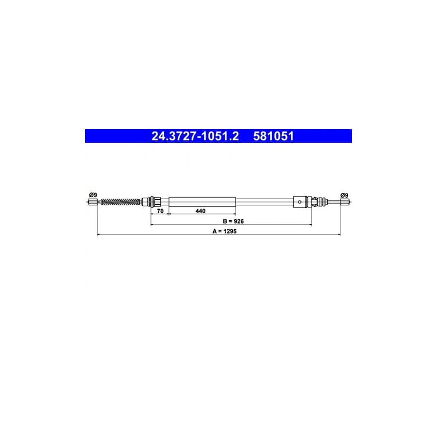 ATE 24.3727-1051.2 Hand Brake Cable for Renault Trafic