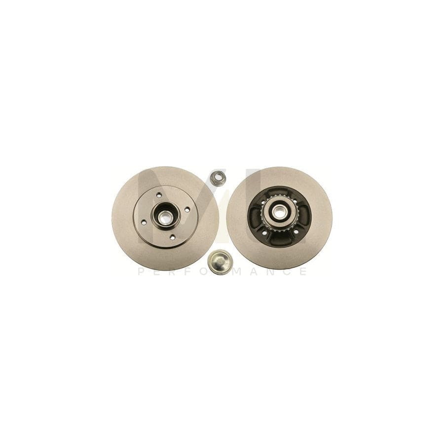 TRW DF6045BS Brake Disc for RENAULT Clio II Hatchback (BB, CB) Solid, with ABS sensor ring, with wheel bearing  - 1 piece