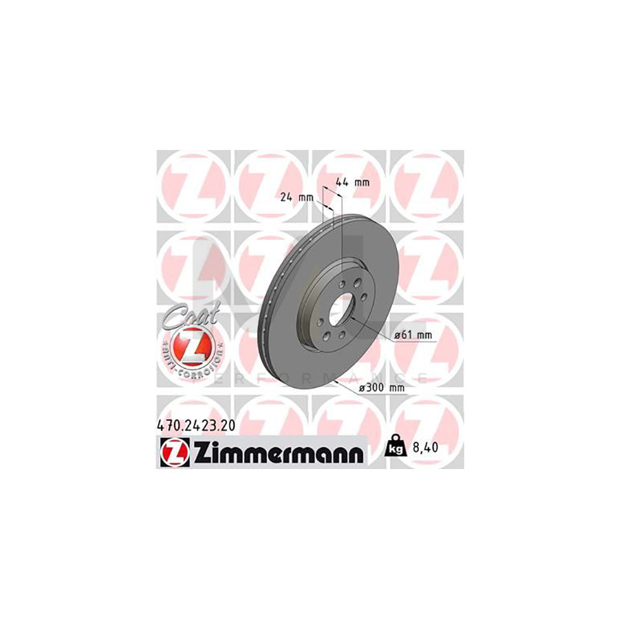 ZIMMERMANN COAT Z 470.2423.20 Brake Disc Internally Vented, Coated, High-carbon  - 1 piece