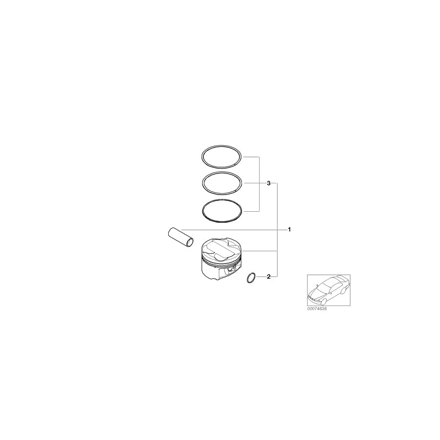 Genuine BMW 11257834017 E85 E46 E86 Piston Kit (Inc. M3 CSL, Z4 M3.2 & Z3 M)