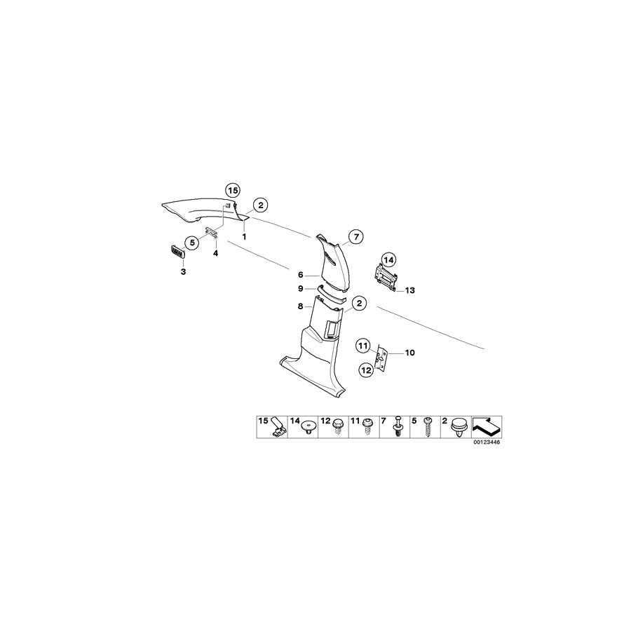 Genuine BMW 51437029269 E65 E66 Cover Cap F Windshield Frame Cover STEINGRAU (Inc. 750Li, 730Ld & 760i)