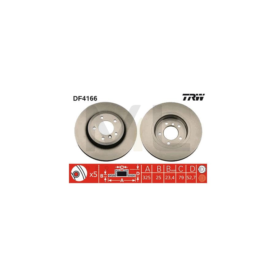 TRW DF4166 Brake Disc Vented, Painted, High-carbon  - 1 piece