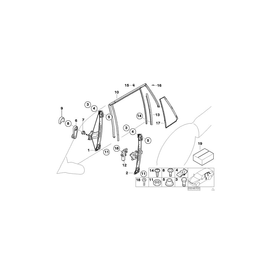 Genuine BMW 51347890698 E46 Window Guide Web Cover Right GLANZSCHWARZ (Inc. 325i, 318d & 323i)