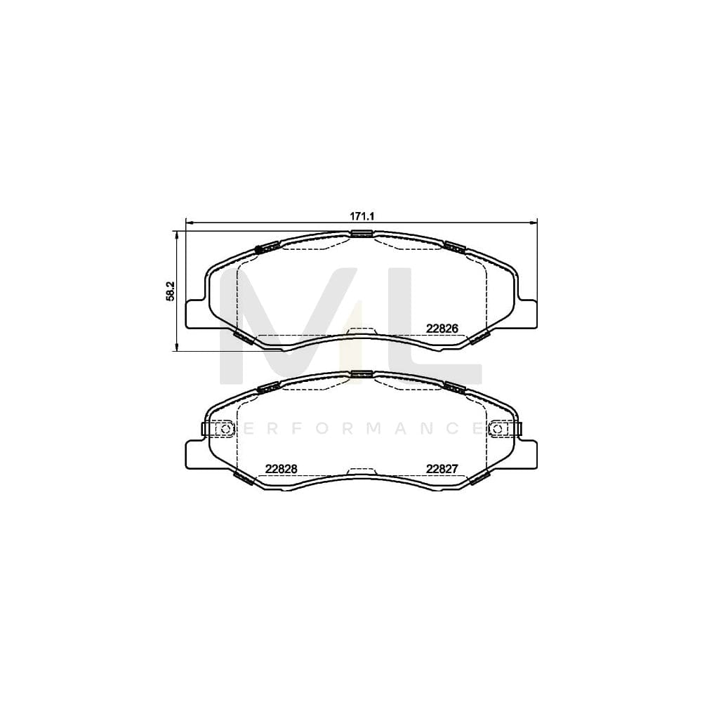 Hella 8DB 355 039-181 Brake Pad Set For Honda Odyssey (Rl6) With Acoustic Wear Warning, With Accessories | ML Performance Car Parts