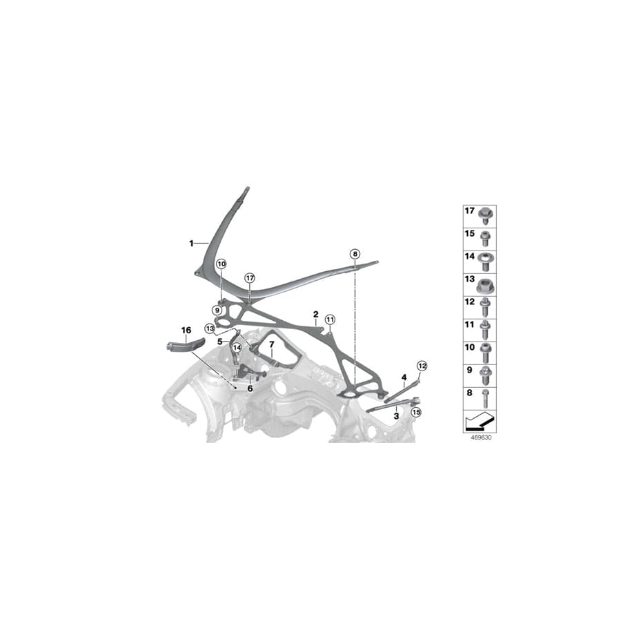 Genuine BMW 31122358256 F83 Extension, Strut Tower Brace, Right (Inc. M4)