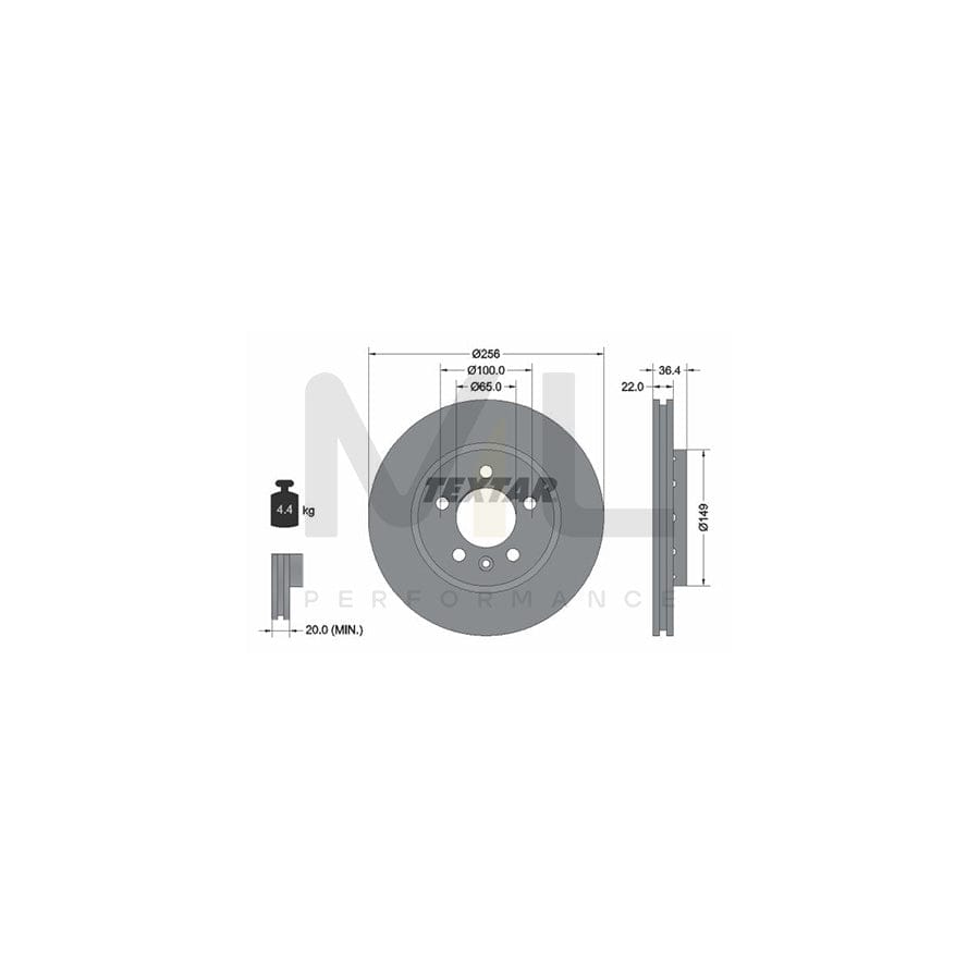 TEXTAR PRO 92098603 Brake Disc Externally Vented, Coated, without wheel hub, without wheel studs  - 1 piece