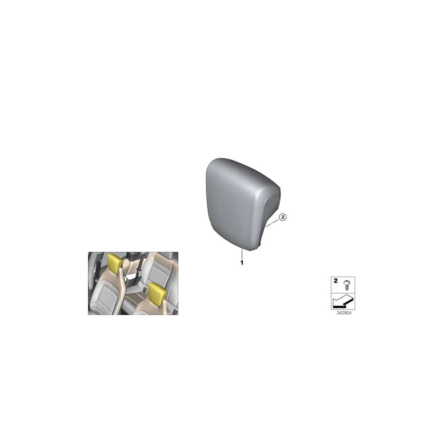 Genuine BMW 52107360054 Head Rest Cloth CARUMGRAU (Inc. i3 94Ah, i3 60Ah Rex & i3s 94Ah)