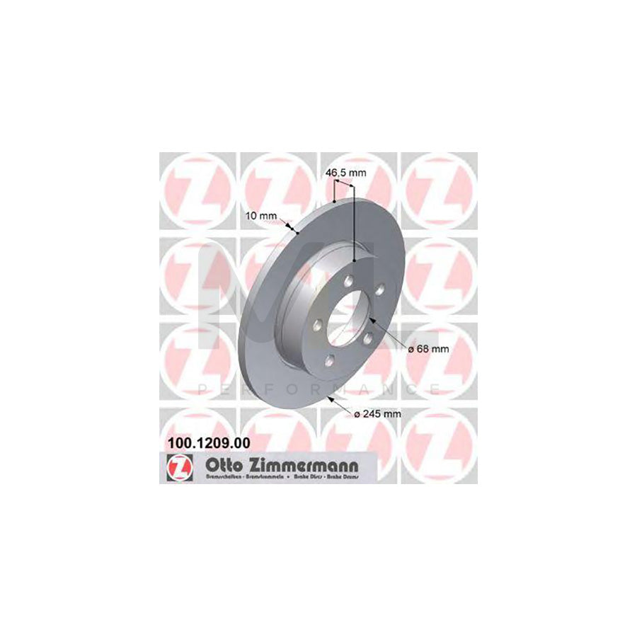 ZIMMERMANN 100.1209.00 Brake Disc Solid  - 1 piece