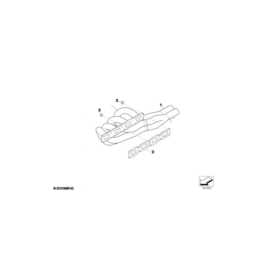 Genuine BMW 11621405255 Exhaust Manifold '95 (65X1) (Inc. E36 320i)