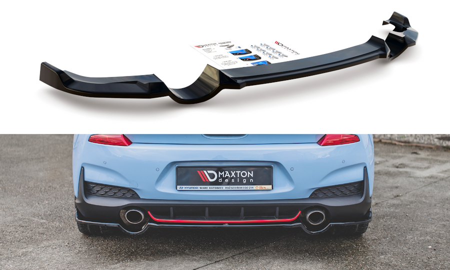 Maxton Design HY-I30-3-N-RD1T Central Rear Splitter Hyundai I30N MK3 Hatchback | ML Performance UK Car Parts