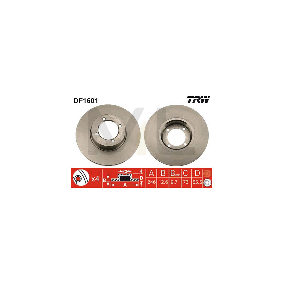 TRW DF1601 Brake Disc Solid  - 1 piece