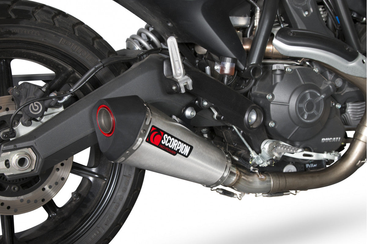 Scorpion RDI62SEO Ducati Scrambler 800 Serket Taper Slip-On - Brushed Stainless Steel Sleeve | ML Performance UK UK