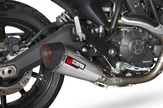 Scorpion RDI62SEO Ducati Scrambler 800 Serket Taper Slip-On - Brushed Stainless Steel Sleeve | ML Performance UK UK