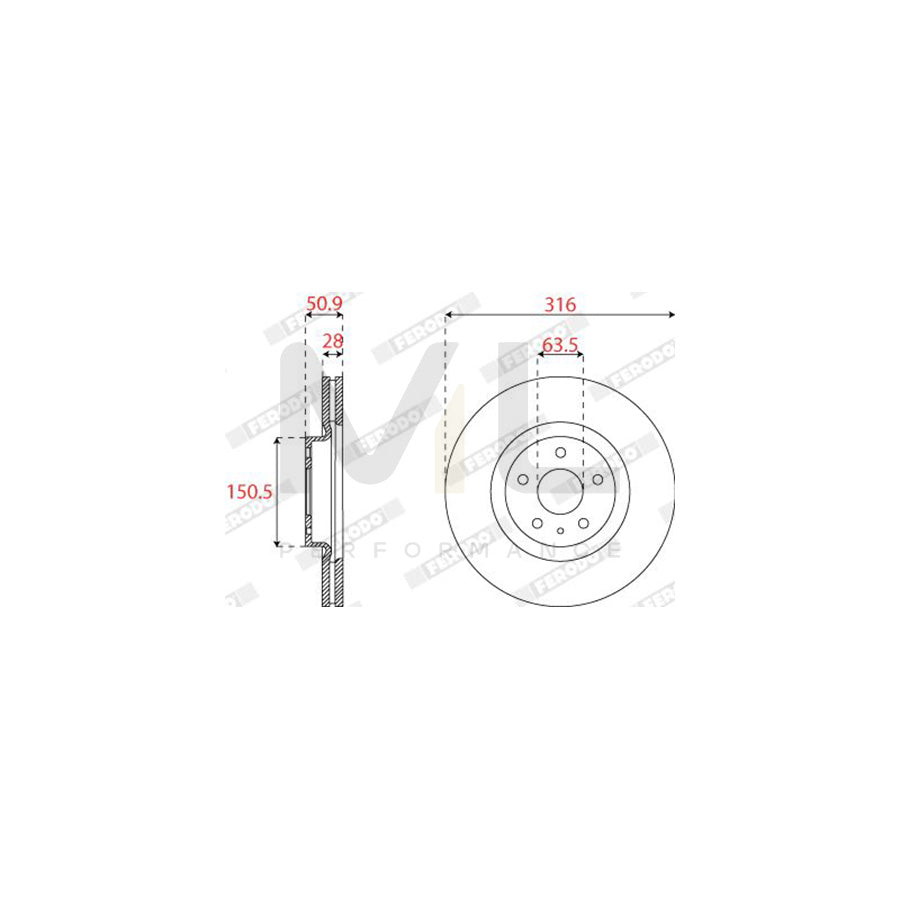 Ferodo DDF2789C Brake Disc Vented  - Pair